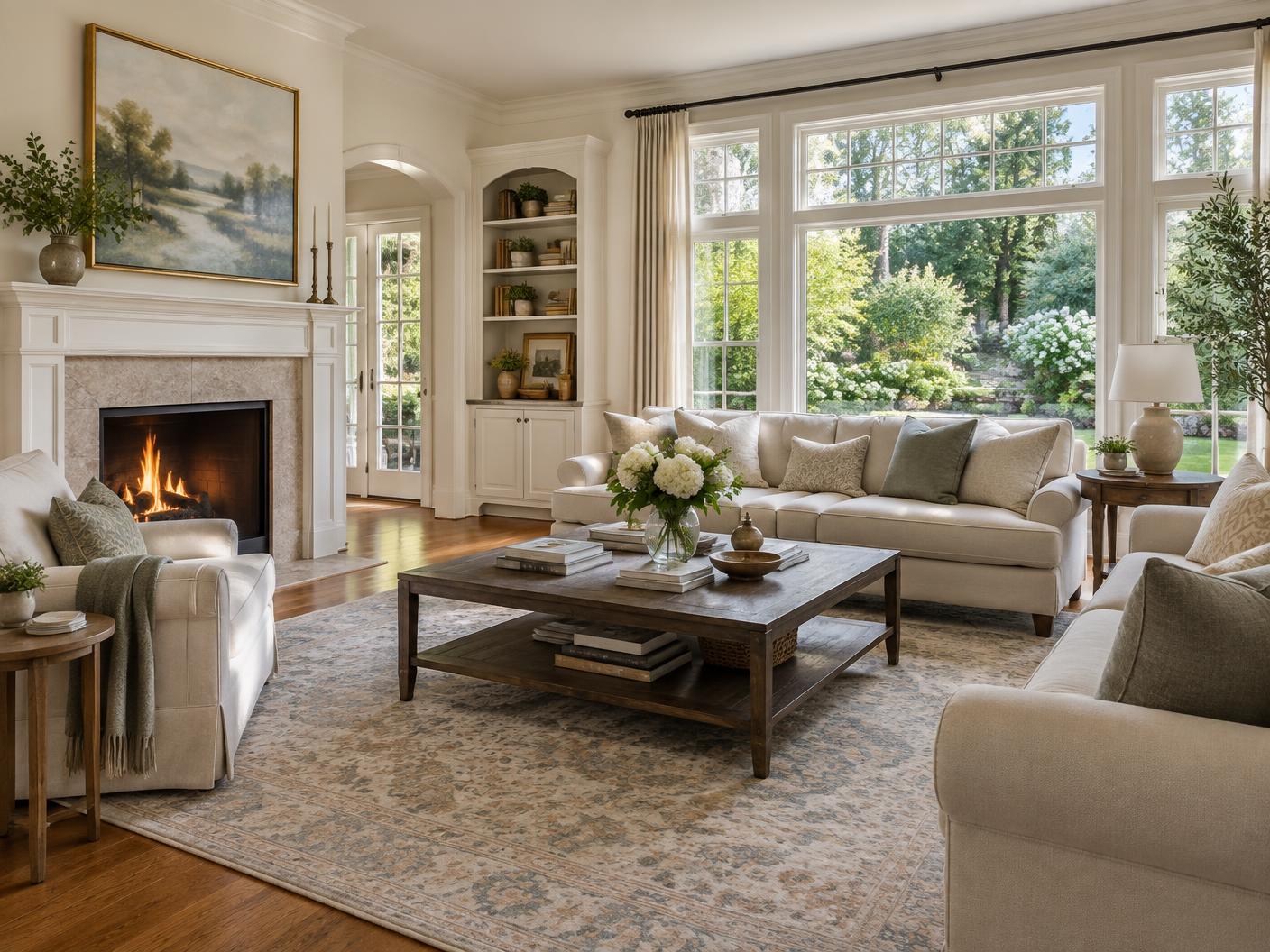 Thoughtfully prepared sunlit living room